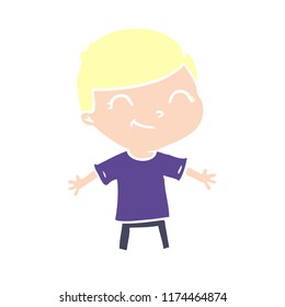 dibujo animado de color plano niño sonriendo