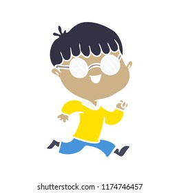 Cartoon-Junge im flachen Farbstil mit Brille