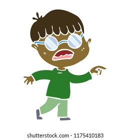 flat color style cartoon boy wearing spectacles