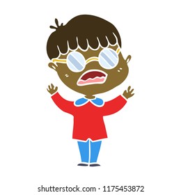 flat color style cartoon boy wearing spectacles