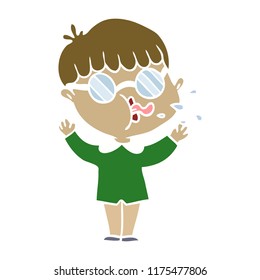 flat color style cartoon boy wearing spectacles