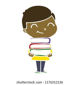 caricaturista de color plano con libros sonriendo
