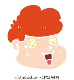 flat color style cartoon boy's face