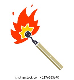 flat color style cartoon burning match
