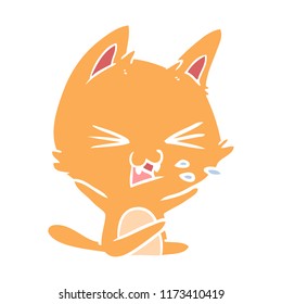 flat color style cartoon cat hissing