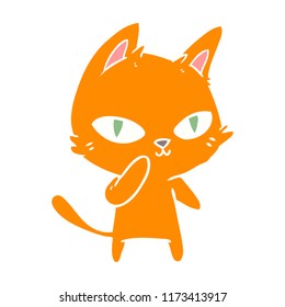 flat color style cartoon cat staring