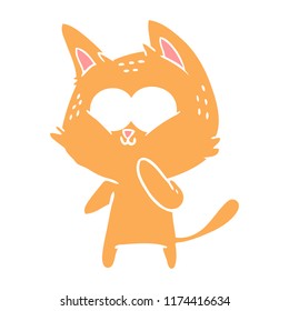 flat color style cartoon cat considering