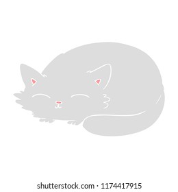 flat color style cartoon cat sleeping