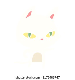 flat color style cartoon cat staring