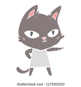 flat color style cartoon cat staring