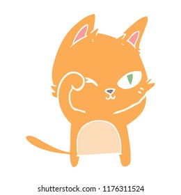 flat color style cartoon cat rubbing eye