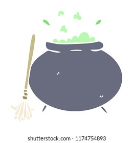 flat color style cartoon cauldron