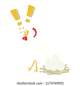 flat color style cartoon chicken laying egg