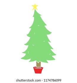 flat color style cartoon christmas tree