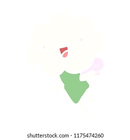 criatura de la cabeza de la nube de dibujos animados de estilo de color plano