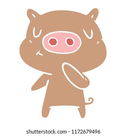 flat color style cartoon content pig