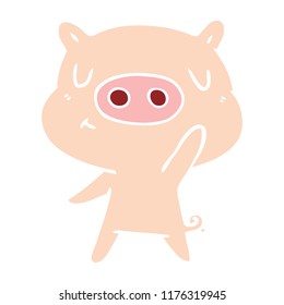 flat color style cartoon content pig