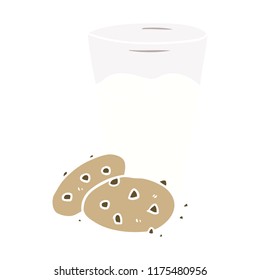 flat color style cartoon cookies and milk