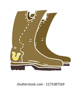 flat color style cartoon cowboy boots