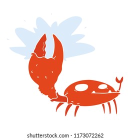 flat color style cartoon crab with big claw