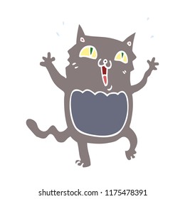 flat color style cartoon crazy excited cat