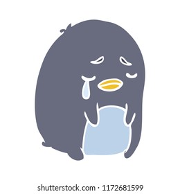 caricatura de estilo de color plano llorando pingüino