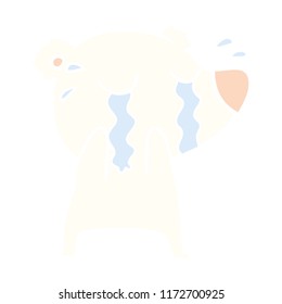 flat color style cartoon crying polar bear