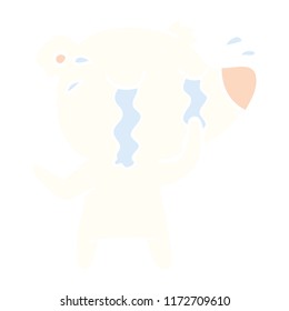 flat color style cartoon crying polar bear