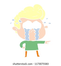flat color style cartoon crying man