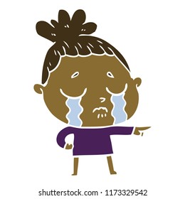 flat color style cartoon crying woman