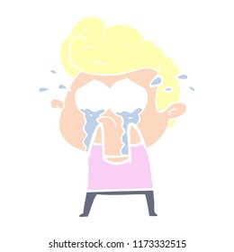 flat color style cartoon crying man