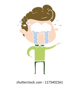 flat color style cartoon crying man
