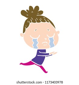 flat color style cartoon crying woman