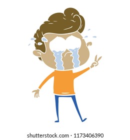 flat color style cartoon crying man