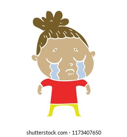flat color style cartoon crying woman