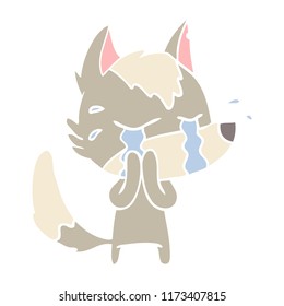 caricatura de color llano lobo llorando