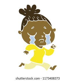 mujer llora de dibujos animados de color plano