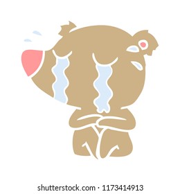 flat color style cartoon crying bear
