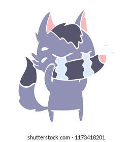 flat color style cartoon crying wolf