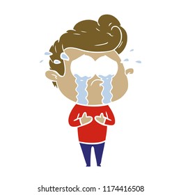 flat color style cartoon crying man