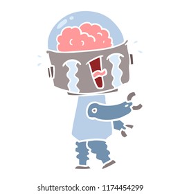 robot llorón de dibujos animados de color plano