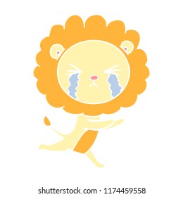 flat color style cartoon crying lion