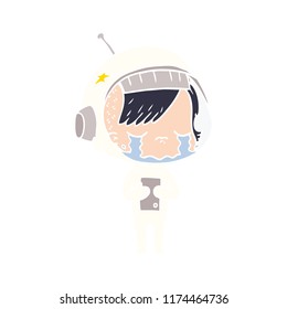 caricatura de estilo de color plano llorando astronauta chica