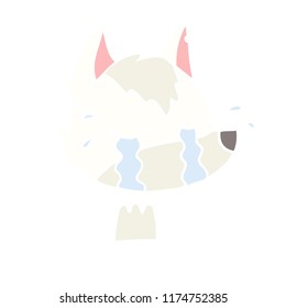 flat color style cartoon crying wolf