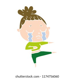 flat color style cartoon crying woman dancing