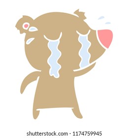 flat color style cartoon crying bear