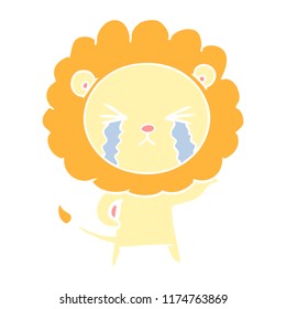 flat color style cartoon crying lion