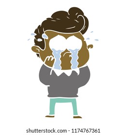 flat color style cartoon crying man