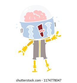 dibujos animados de color plano llorando robot ondear