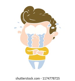 flat color style cartoon crying man
